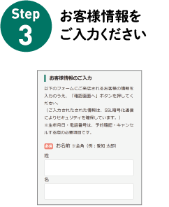 Step3 お客様情報をご入力してください